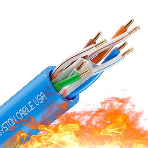 Syston Cable Technology Cat 6E Ethernet Network Cable - 1000 FT, 600MHz 23AWG Solid Bare Copper Wire Outdoor/Indoor, Bulk No Ends 10 Ft to 1000 Ft Available, Heat Resistant Riser Rated - CMP