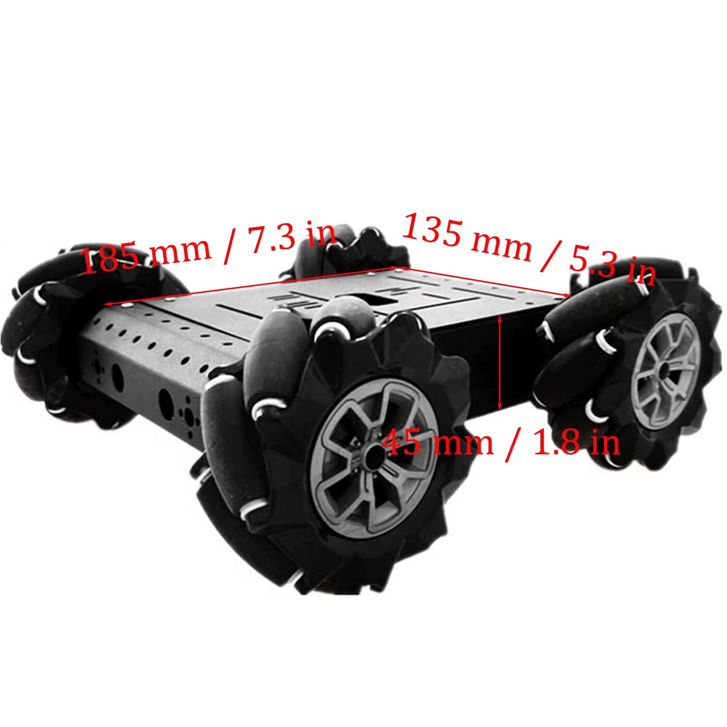 SmaringWing SmaringWing Premium 4WD Mecanum Wheel Robotic Chassis Kit for Arduino/Raspberry pi/Micobit, C400 96mm Omnidirectional Wheel DIY Smart RC Metal Car Chassis Platform with DC Speed Encoder Motor
