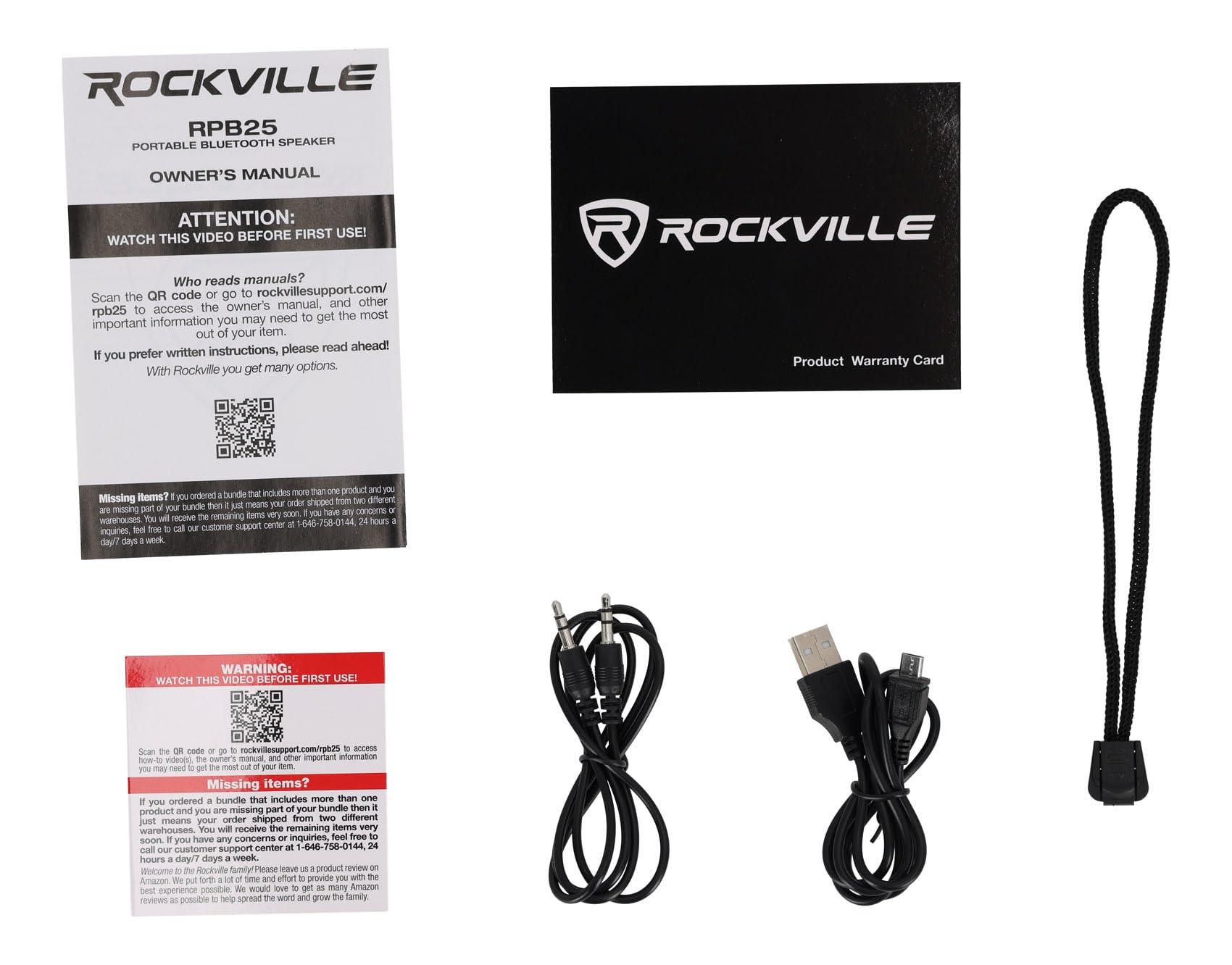 Rockville RockvilIe RPB25 Bluetooth Speaker for lphone/Android/Laptop w/USB+SD+Aux in+FM