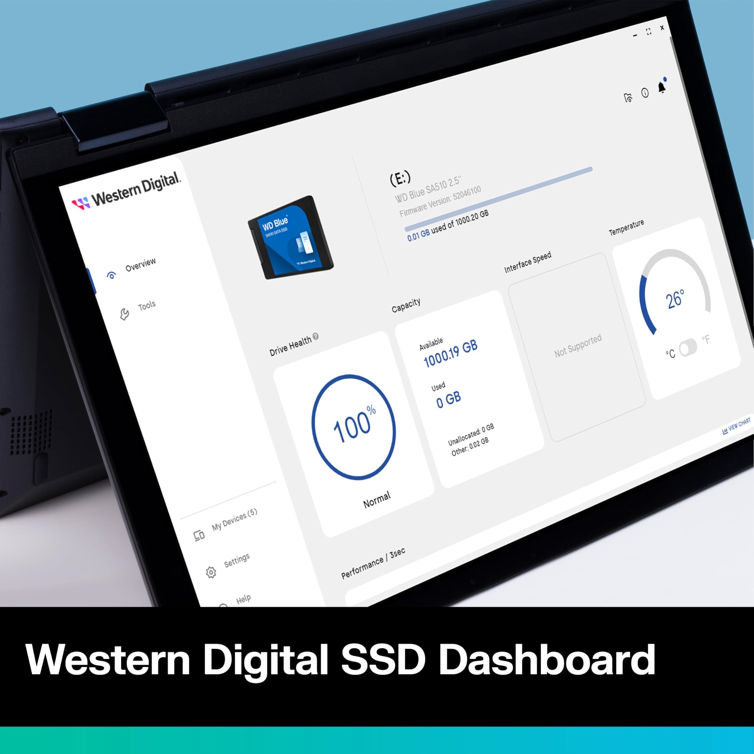 Western Digital Western Digital 1TB WD Blue SA510 SATA Internal Solid State Drive SSD - SATA III 6 Gb/s, 2.5"/7mm, Up to 560 MB/s - WDS100T3B0A