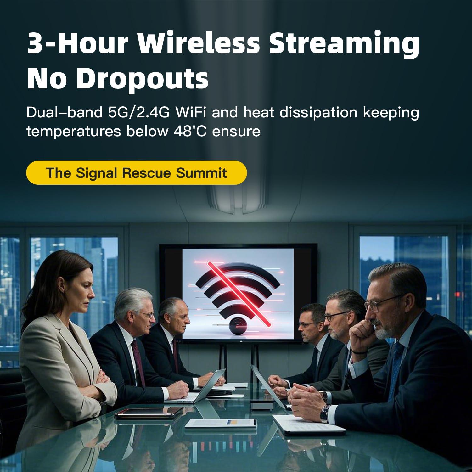 SHERRIVA USB-C Wireless HDMI Transmitter and Receiver, Plug & Play 1080P@60Hz, 2.4G/5G Streaming, 100FT Range, Compatible with Smartphone, Laptop, Netflix, Projector, HDTV, No App/WiFi Required