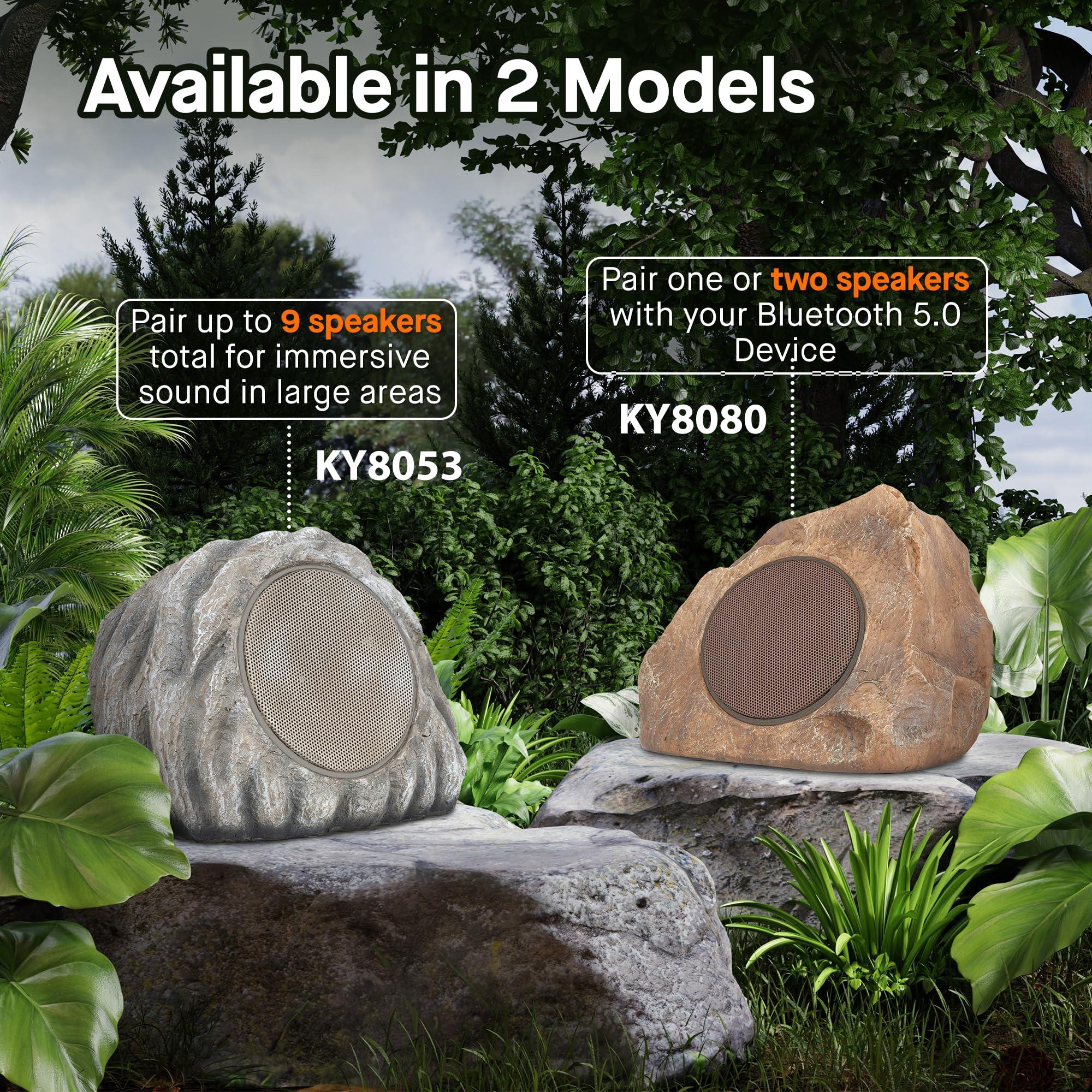 Homewell Homewell Solar Rock Speakers - Bluetooth Wireless Waterproof Weatherproof Ing Outdoor Speakers For Pool Patio Deck Backyard Garden - Brown (2-Pack)