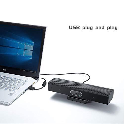 JACKLY Conference Room Camera with Microphone and Speaker, Wide Angle USB Video Conference Camera for Mac, PC, Laptop, Desktop (Black with Inverted Phase)