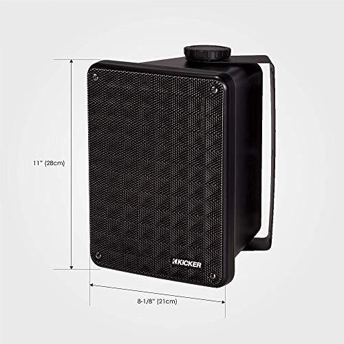 KICKER KICKER KB6 2-Way Full Range Indoor Outdoor Speakers (Pair) | Weatherproof Speakers for Patio Sunroom Garage Poolside in-Home | 6.5 inch woofer, 2x5 inch Horn Tweeter | Quick Mounting System (Renewed)
