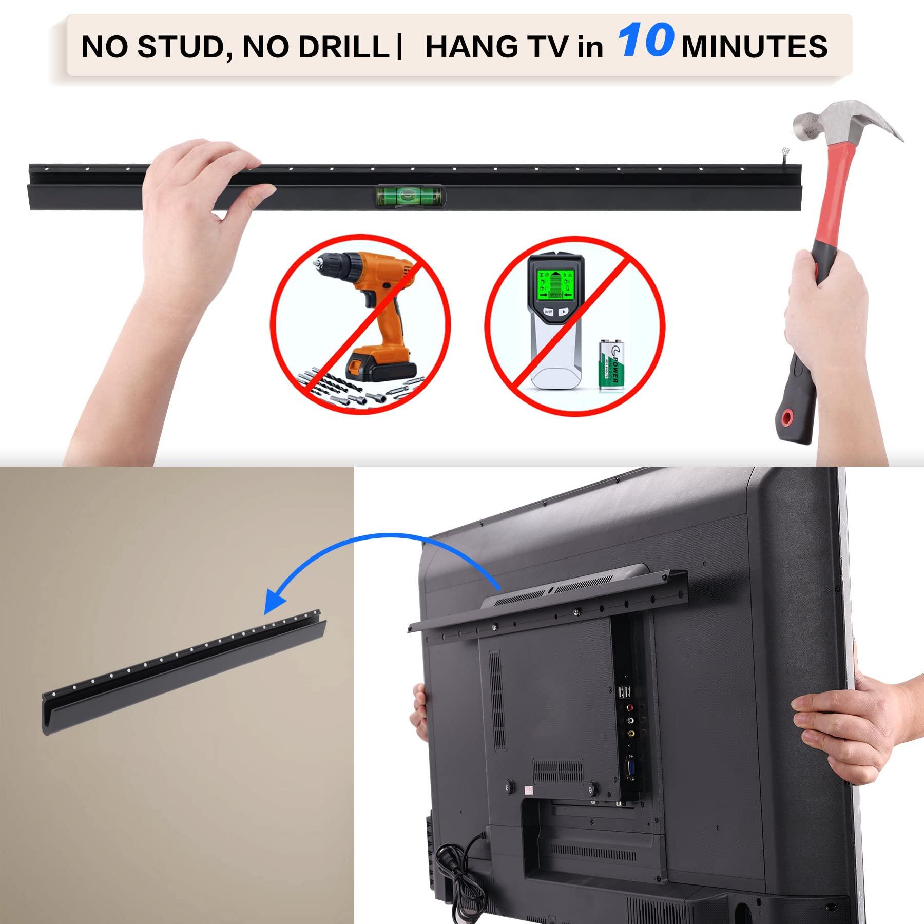 KAMIWI No Drill Drywall TV Mount,No Stud TV Wall Mount for All Brand 22-55 Inch TVs up to 100lbs, Easy Install No Stud Studless TV Wall Mount,Include All Hardware-New Level Bubble Meter