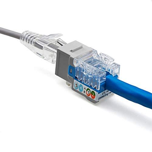 TRUE CABLE trueCABLE Cat6 Keystone Jack, Unshielded (UTP), 90 Degree Punch-Down, PoE++ (4PPoE) 100W, UL Listed, ETL Verified, ANSI/TIA Certified, Modular RJ45 Female, Gray, 12 Pack