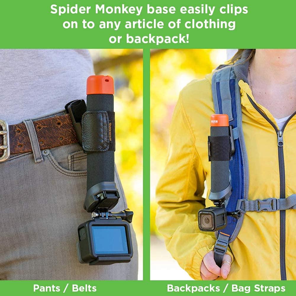 SPIDER HOLSTER Spider Holster - SpiderMonkey Belt Holster Clip and Elastic Wrap for Action Camera Grips - Waist Mounted, self Locking Belt Clip - Compatible with DJI Osmo, CamKix, GoPole, GoPro, Selfie Stick