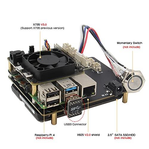 Geekworm Geekworm for Raspberry Pi 4 SATA Storage, X825 V2.0 2.5 inch SATA HDD/SSD Expansion Board UASP Supported Compatible with Raspberry Pi 4 Model B 1GB/2GB/4GB/8GB Only(Not Include Raspberry Pi)