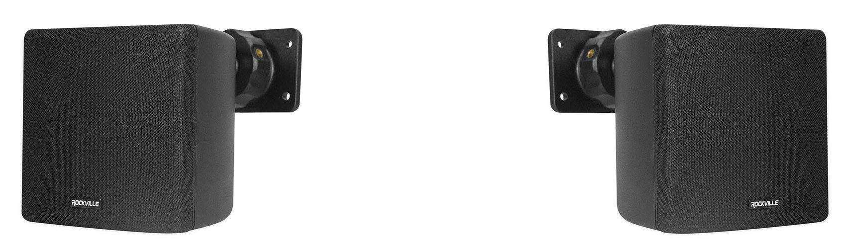 Rockville Rockville RPA40BT 4-Room Home Audio Kit Receiver+(8) Black Wall Cube Speakers