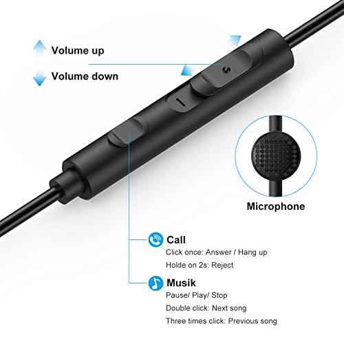 1Mii 1Mii Wired Earbuds with Microphone & Volume Control, in-Ear Headphones Magnetic with Deep Bass, Noise Isolating, High Sound Quality Earphones with 3.5mm Jack for Phone, Android, PC, iPad, MP3(Black)