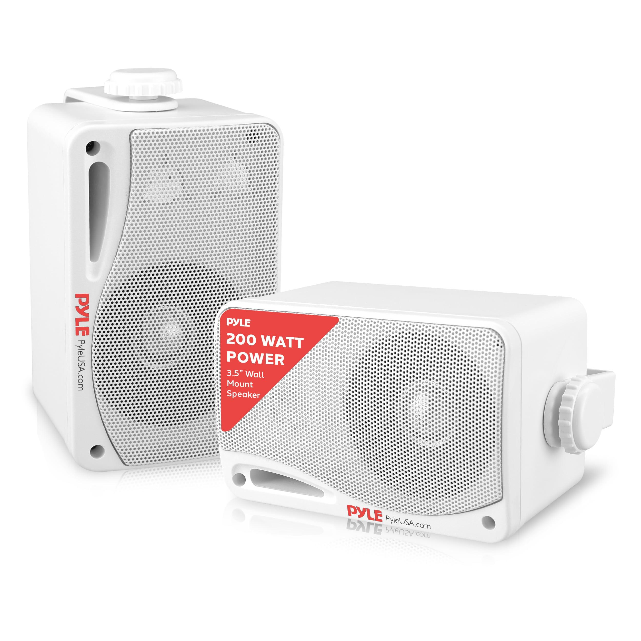 Pyle Pyle Outdoor Waterproof Wireless Bluetooth Speaker - 3.5 Inch Pair 3-way Active Passive Weatherproof Wall, Ceiling Mount Dual Speakers System w/ Heavy Duty Grill, Patio, Indoor Use -PDWR42WBT (White)