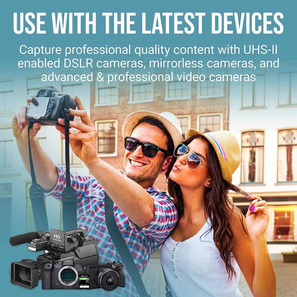 PNY PNY 128GB EliteX-PRO60 UHS-II SDXC Memory Card - R280MB/s W100MB/s, U3, V60, 4K UHD, Full HD, UHS-II for Professional Photographers & Content Creators, DSLR Mirrorless Cameras, Advanced Video Cameras