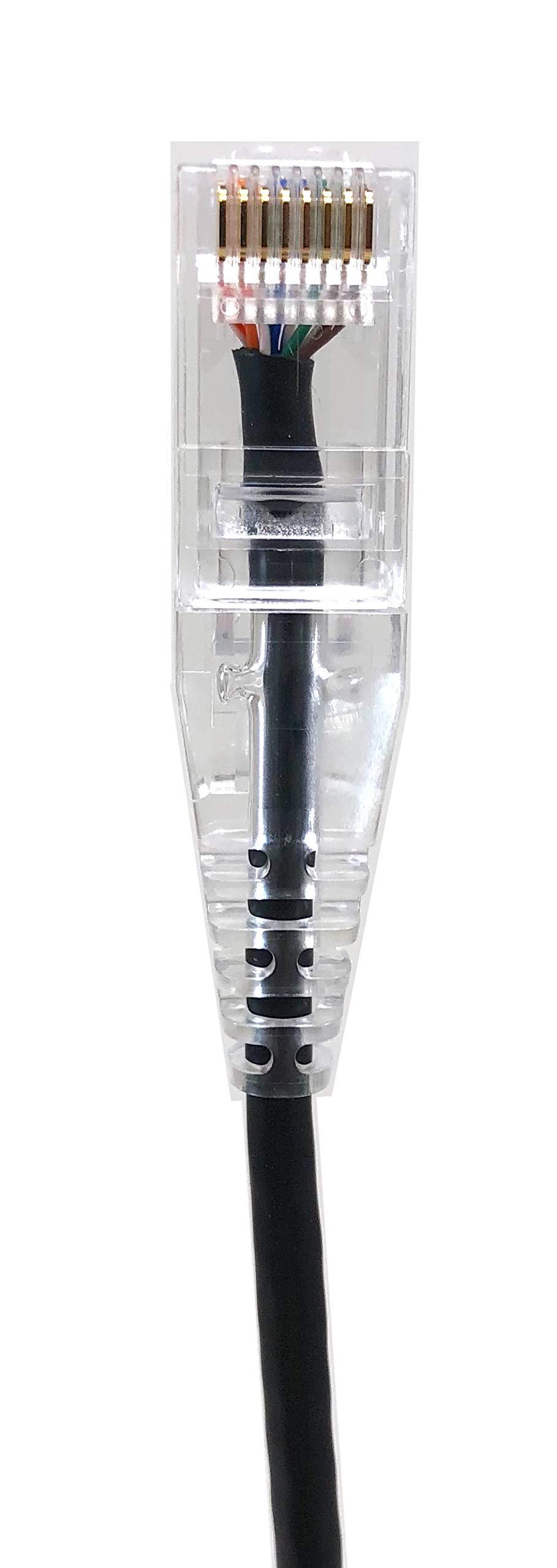 MICRO CONNECTORS Micro Connectors 15 ft. CAT 6A 10 Gbps UTP 28 AWG Ultra Slim Ethernet Cable - Black