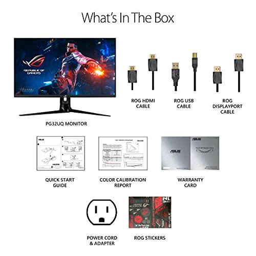 ASUS ASUS ROG Swift PG32UQ 32” 4K HDR 144Hz DSC HDMI 2.1 Gaming Monitor, UHD (3840 x 2160), IPS, 1ms, G-SYNC Compatible, Extreme Low Motion Blur Sync, Eye Care, DisplayPort, USB, DisplayHDR 600