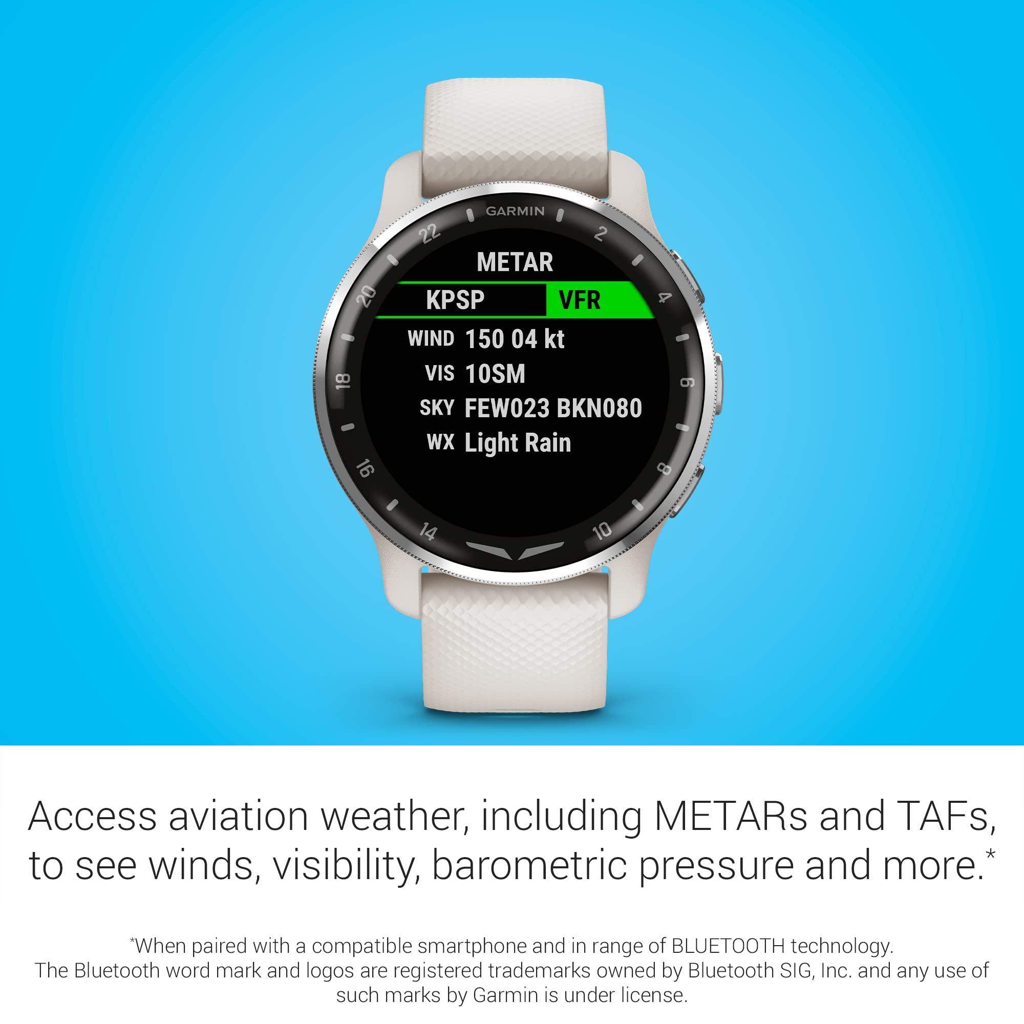 Garmin Garmin D2 Air X10, Touchscreen Aviator Smartwatch with GPS, Aviation Weather, Call and Text, Health and Wellness Features and More, Ivory