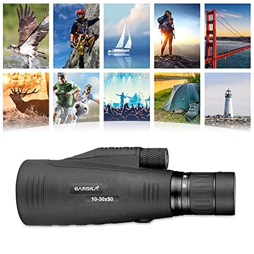 BARSKA BARSKA 10-30x50mm Blackhawk Precision Zoom Monocular for Bird Watching, Travel, Hunting, Boating, and Camping.
