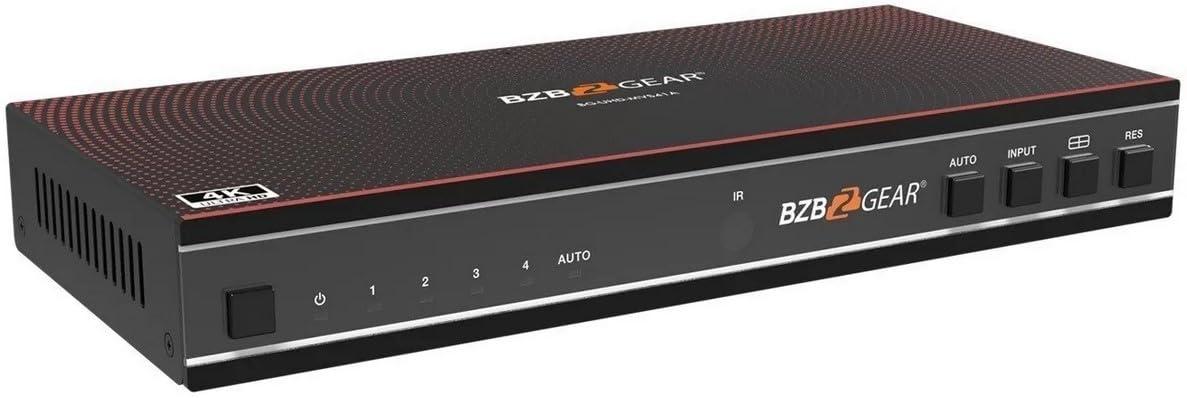 BZB GEAR 4x1 4K UHD HDMI Seamless Switcher Quad MultiViewer with Audio De-embedder
