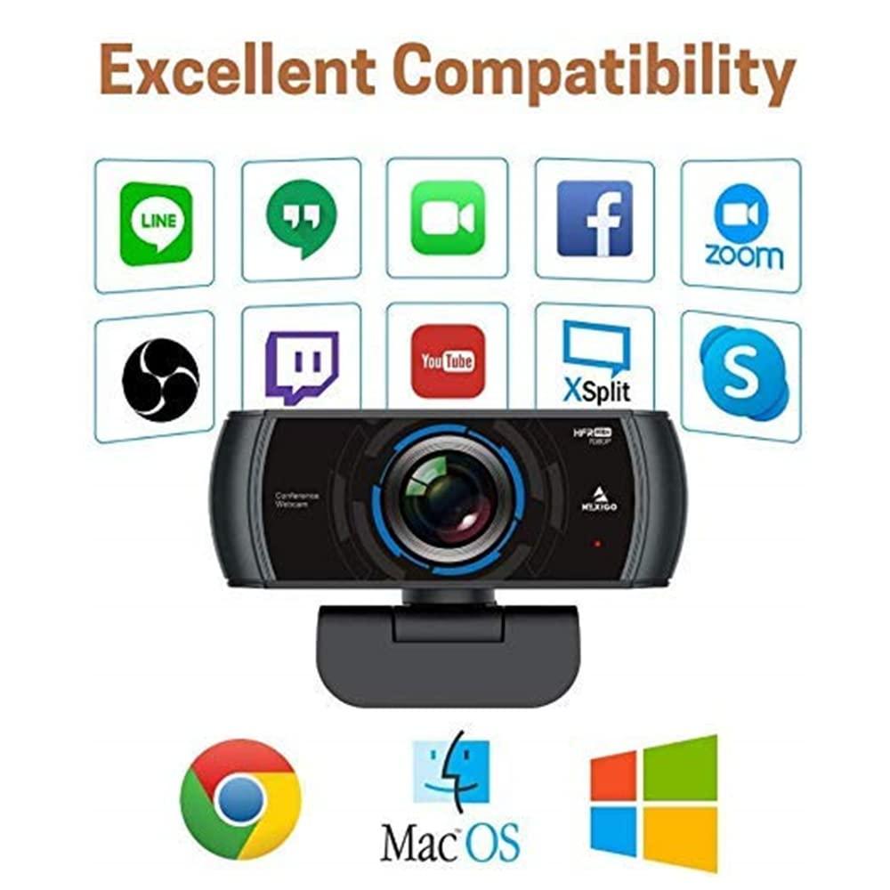 NexiGo NexiGo N980P 1080P 60FPS Webcam with Microphone and Software Control, USB Computer Camera, Built-in Dual Noise Reduction Mics, 120 Wide-Angle for Zoom/Skype/FaceTime/Teams, PC Mac Laptop Desktop