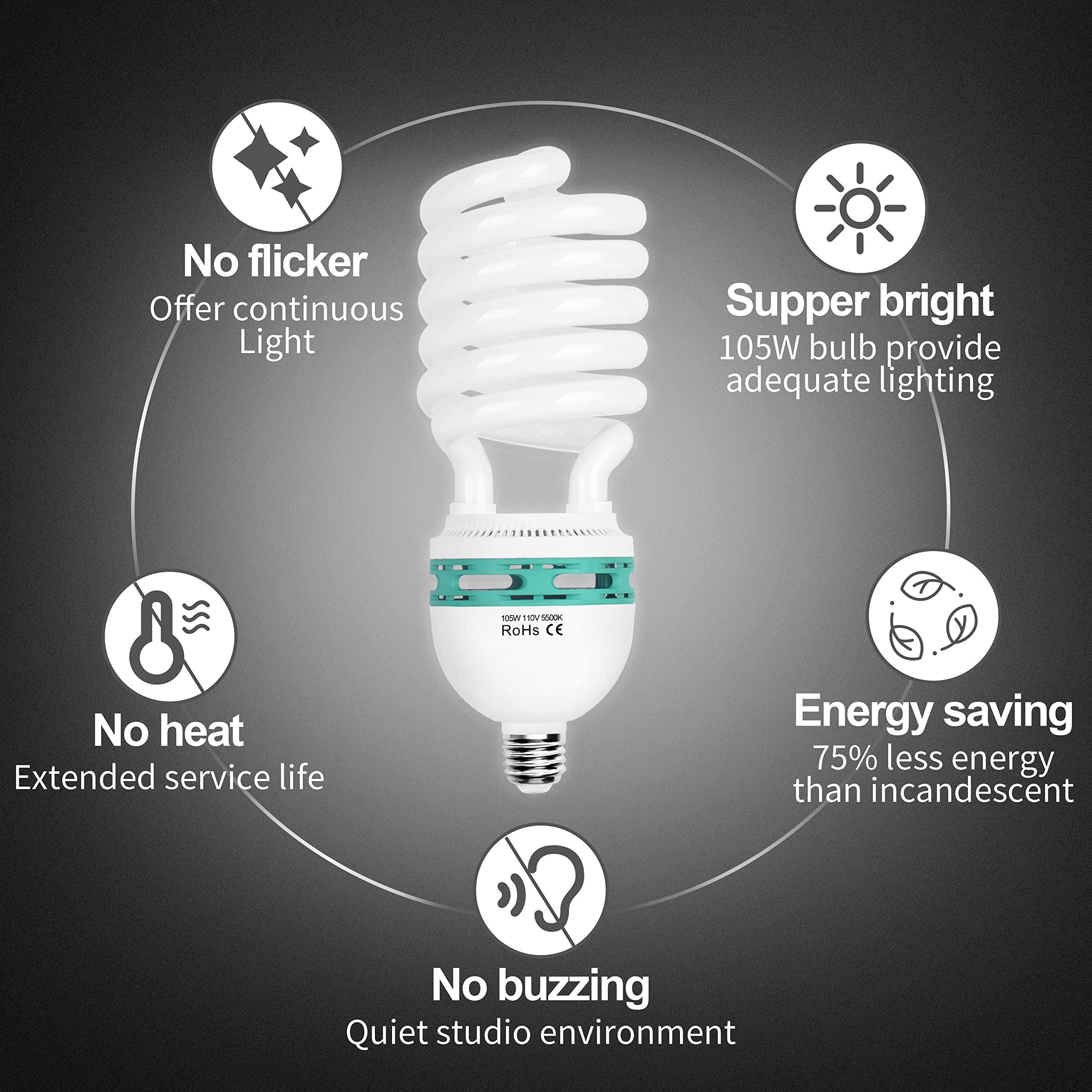 EMART EMART 8.5 x 10 ft Backdrop Support System, Photography Video Studio Lighting Kit Umbrella Softbox Set with 4X 105W & 4X 45W CFL Bulb Continuous Lighting for Photo Studio, Portrait and Video Shooting