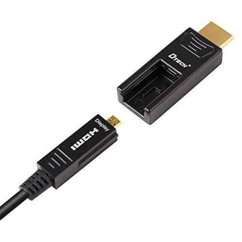 DTech DTech 75 Feet Fiber Optic HDMI Cable 4K 60Hz 444 Chroma Subsampling 18Gbps Ultra HD with Micro HDMI to Standard HDMI Connectors Compatible with UHD TV Projector Computer Monitor (23 Meters, Black)