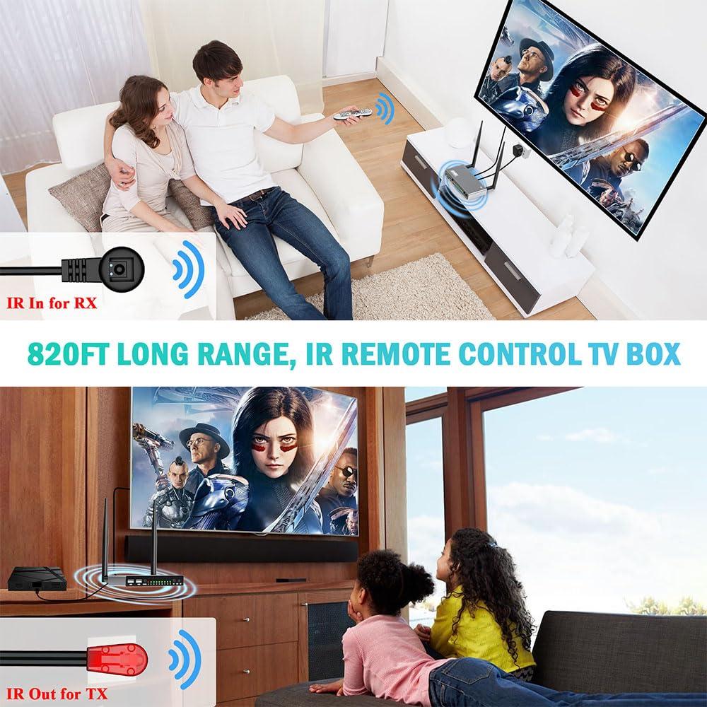 TIMBOOTECH TIMBOOTECH Wireless HDMI Transmitter & 2 Receivers, Multiple TVs, 5.8G HDMI Wireless Extender, 1080P@60Hz, 820FT, KVM, IR Remote, HDMI Loop Out, Live Stream Video &Audio to Multiple Displays(1TX+2RX)