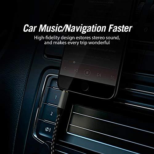 SatelliteSale SatelliteSale Auxiliary 3.5mm Audio Jack Male to Male Digital Stereo Aux Cable Universal Wire Black/White Nylon Cord 6 feet