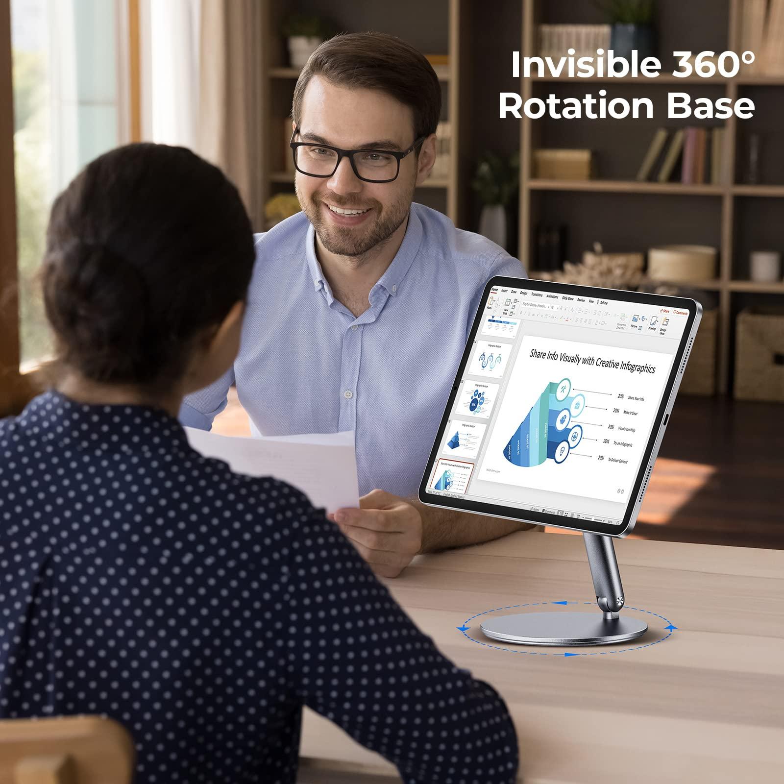 BENKS BENKS Magnetic iPad Stand, Infinity Pro 360 Rotating iPad Mount, Foldable Portable Tablet Holder, Adjustable Rotating Table Stand for Apple iPad Pro 11" 1st/2nd/3rd/4th Gens, iPad Air 11" 6th/5th/4th