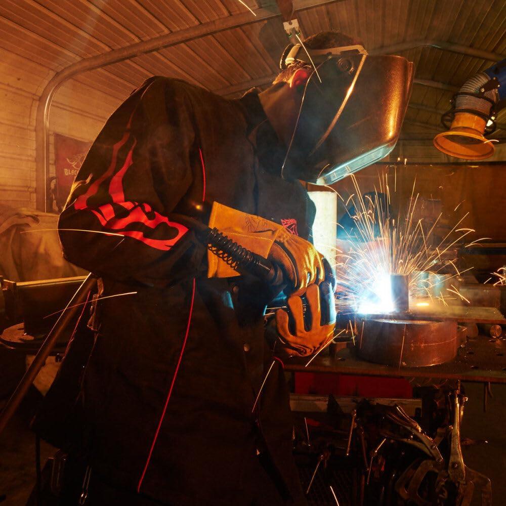 Revco BLACK STALLION BSX® FR Welding Jacket - Black w/Red Flames - MEDIUM