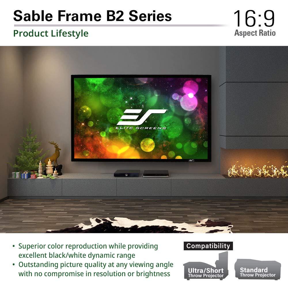 Elite Screens Elite Screens Sable Frame B2 Series 120-Inch Fixed Frame Projector Screen, 16:9 Ultra HD 4K/8K & Active 3D Ready, ISF Certified CineWhite UHD-B Material, Home Theater UST Projection Screens, SB120WH2