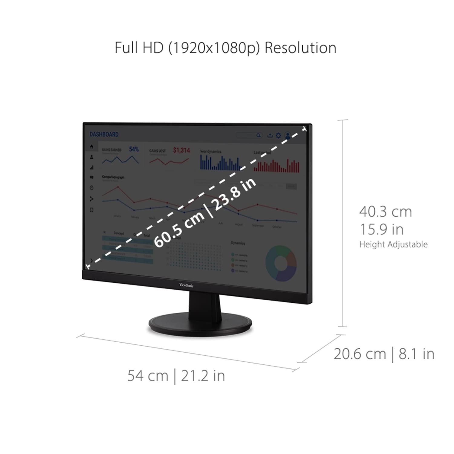 ViewSonic ViewSonic VA2447-MHU-S 24" Full HD 1080p USB C Monitor - Certified Refurbished