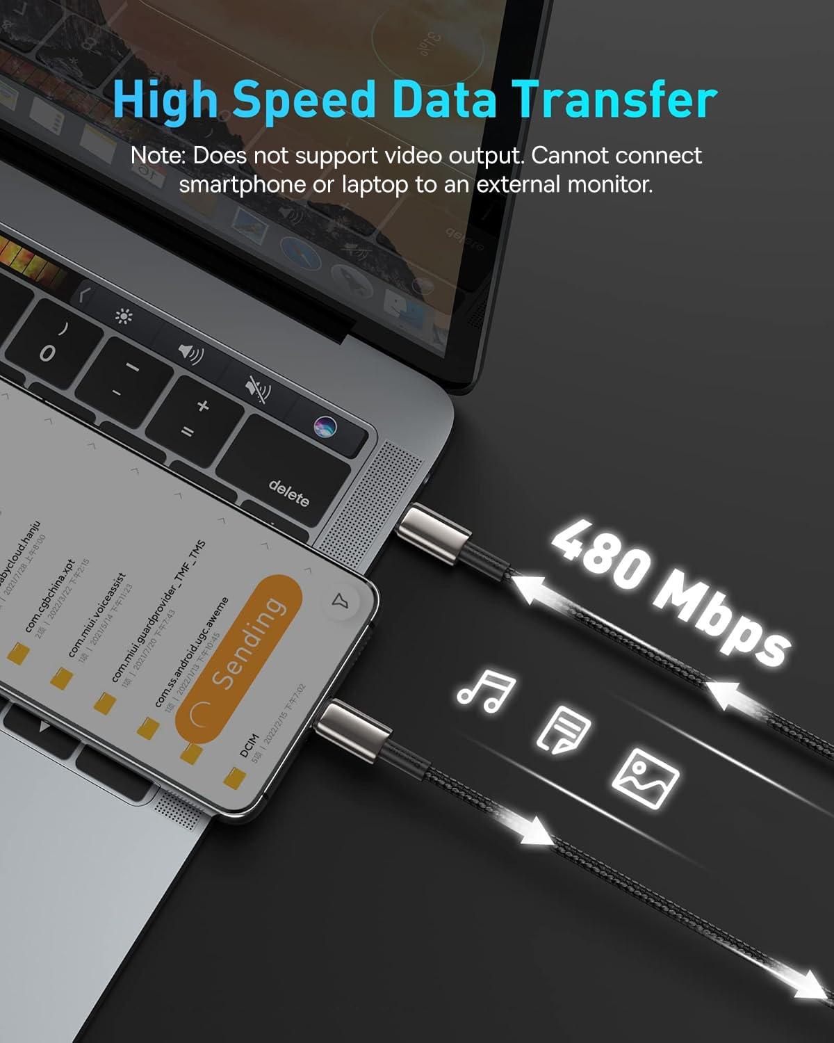 Baseus Baseus USB C Cable, 100W PD 5A QC 4.0 Fast Charging USB C to USB C Cable, Zinc Alloy Nylon Braided Type C Data Cable for Samsung S21 S20+ S10 Note 10 iPad Pro MacBook Pro Google Pixel and More (2M)