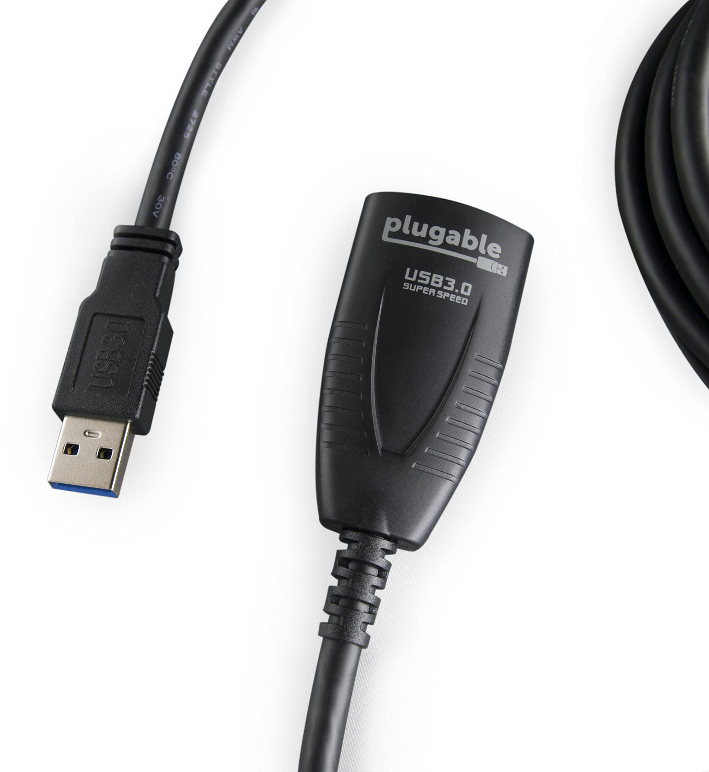 Plugable Plugable 5 Meter (16 Foot) USB 3.0 Active Extension Cable with AC Power Adapter, Back-Voltage Protection and Driverless Technology