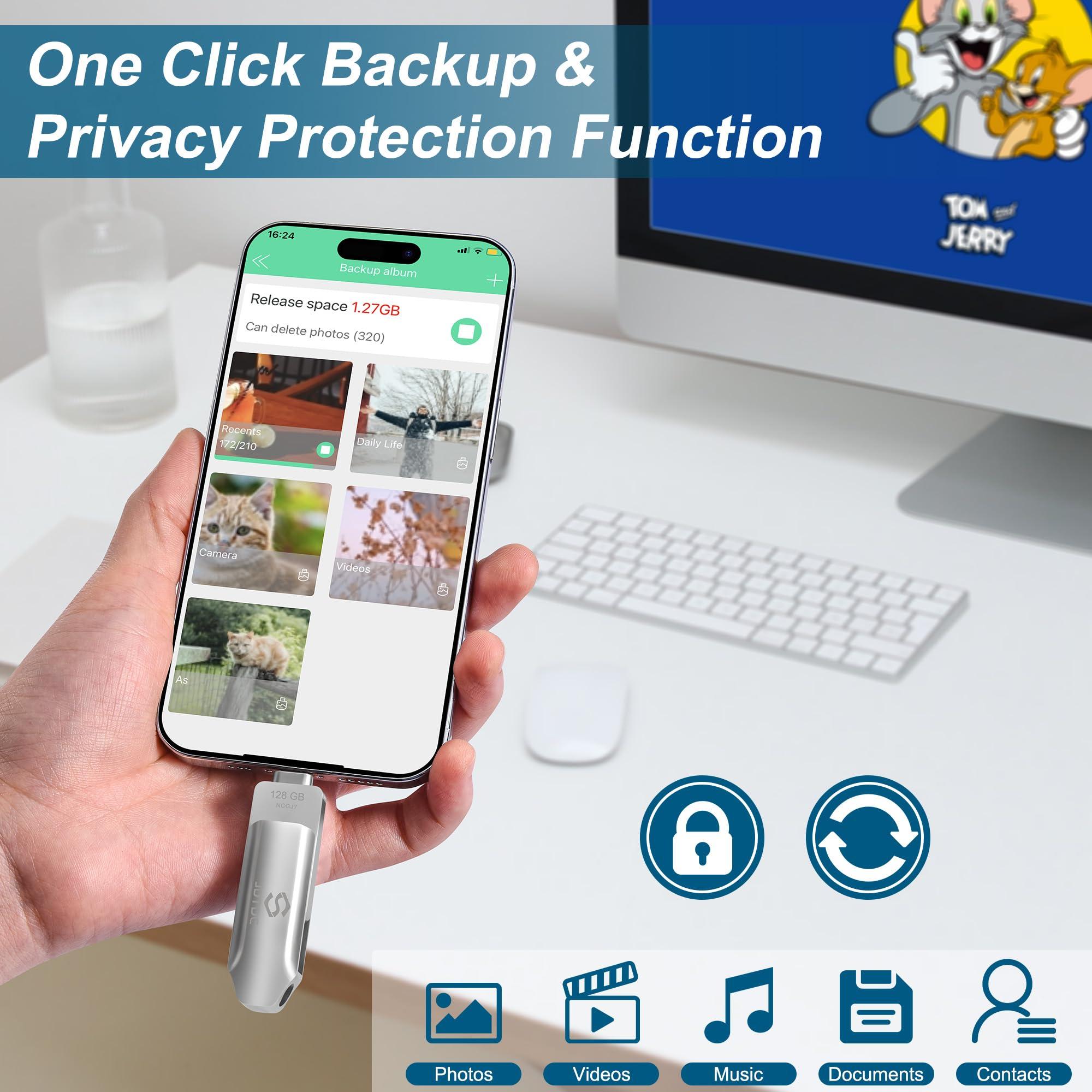 JSL JDTDC 128GB Photo Stick for iPhone Flash Drive iPhone Storage iPad USB Memory External Storage for iPhone Thumb Drive iPhone Lightning USB Flash Drive iPhone Backup Stick