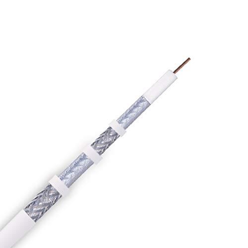 LOGICO LOGICO RG6 Quad Shield Coaxial Cable 18 AWG 1000ft Bulk Coax Satellite TV White