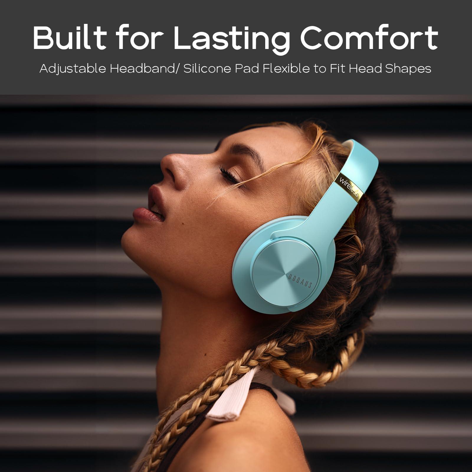 DOQAUS DOQAUS Bluetooth Headphones Over Ear, 90 Hours Playtime Wireless Headphone with 3 EQ Modes, Noise Isolating HiFi Stereo with Deep Bass, Microphone, Soft Earpads for Cellphone/PC