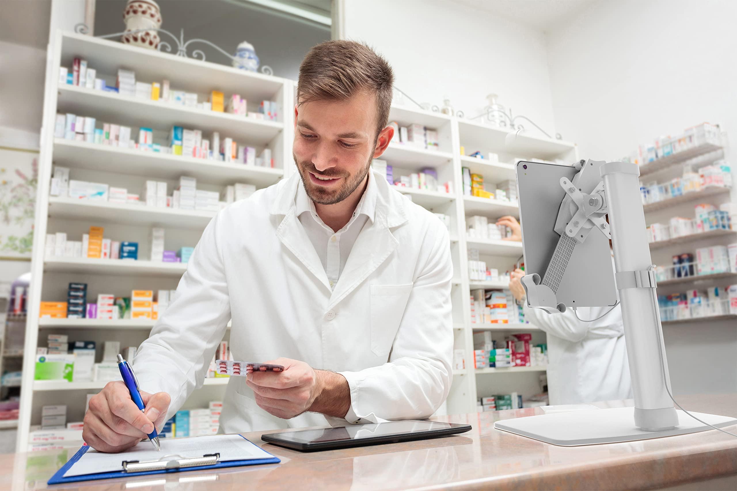 CTA Digital Slim Kiosk Holder for Tablets CTA Height Adjustable Universal Desk & Kiosk Holder for Samsung - Microsoft & More 8.6 - 15.5-inch Tablets - White - (PAD-VADMWH)