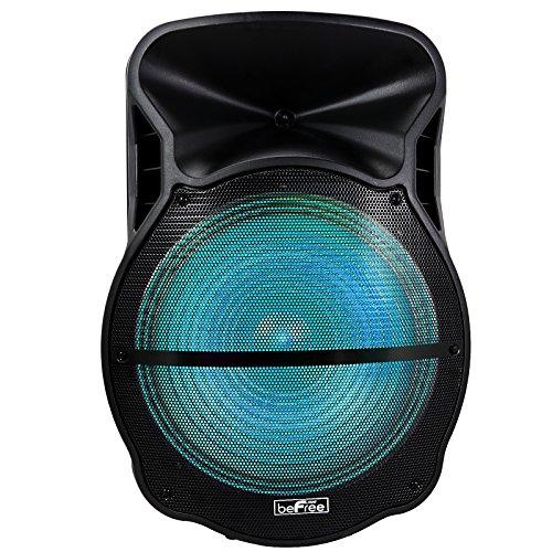 beFree Sound beFree Sound 18 Inch Bluetooth Portable Rechargeable Party Speaker with Sound Reactive LED Party Lights, USB/SD, Microphone/Guitar Inputs and FM Radio