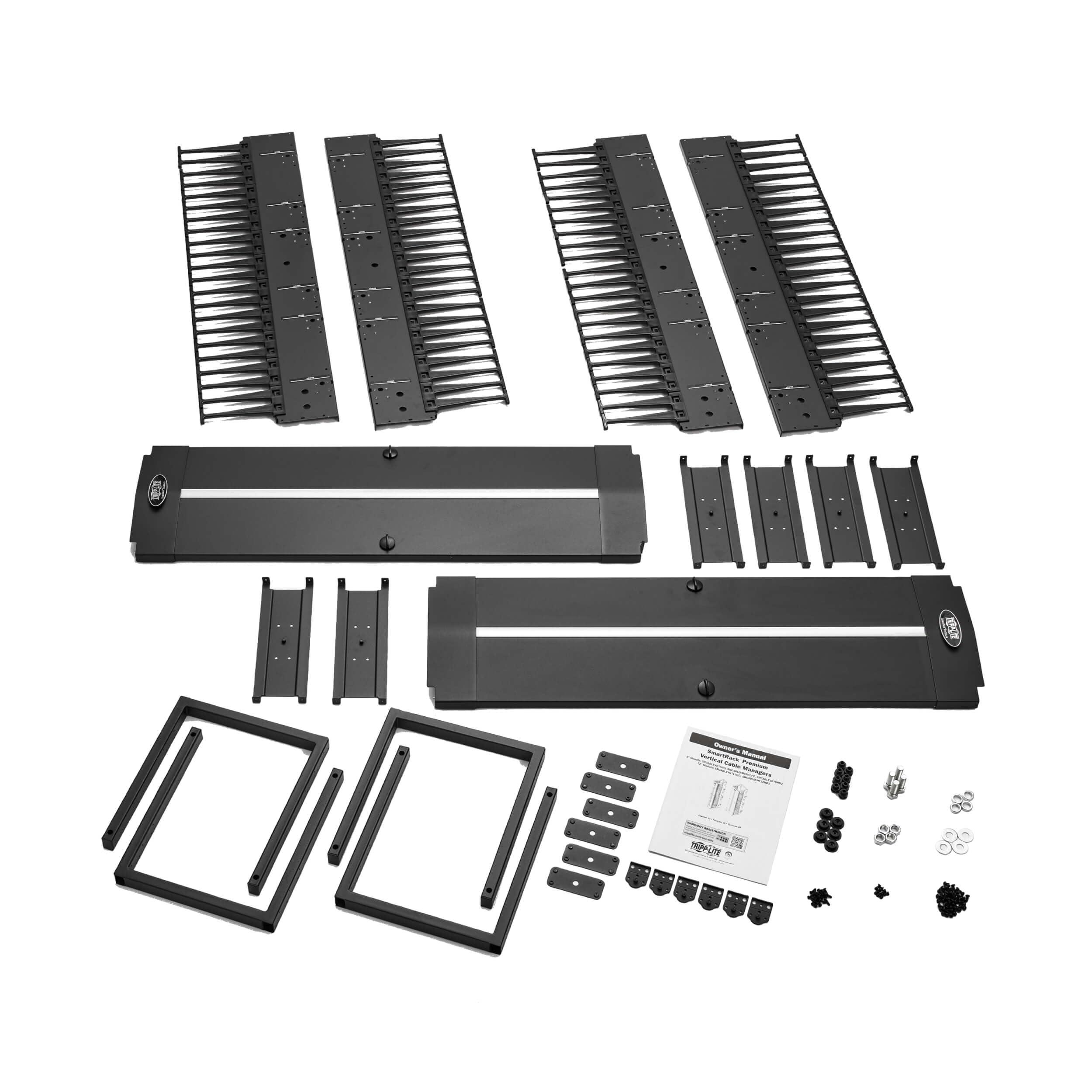 Tripp Lite Tripp Lite Vertical Cable Manager, High-Capacity Deep Double Finger Duct, Front-Facing Cover, Two 3.5 feet Tall Sections, 12 inch Wide x 11.4 inch Depth, Black, 5-Year Warranty (SRCABLEVRT12HD)