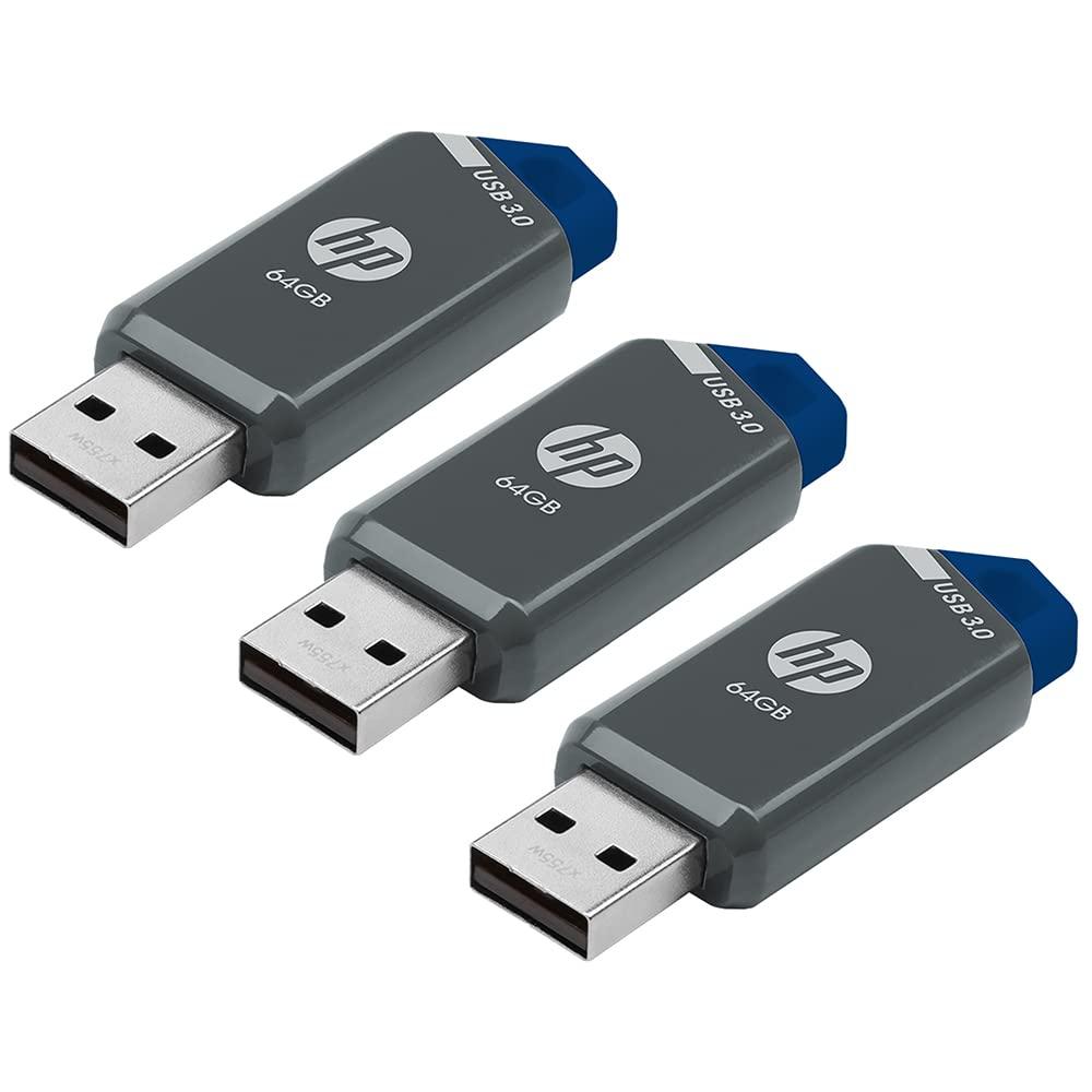 HP HP 64GB x900w USB 3.0 Flash Drive 3-Pack, Grey/Blue