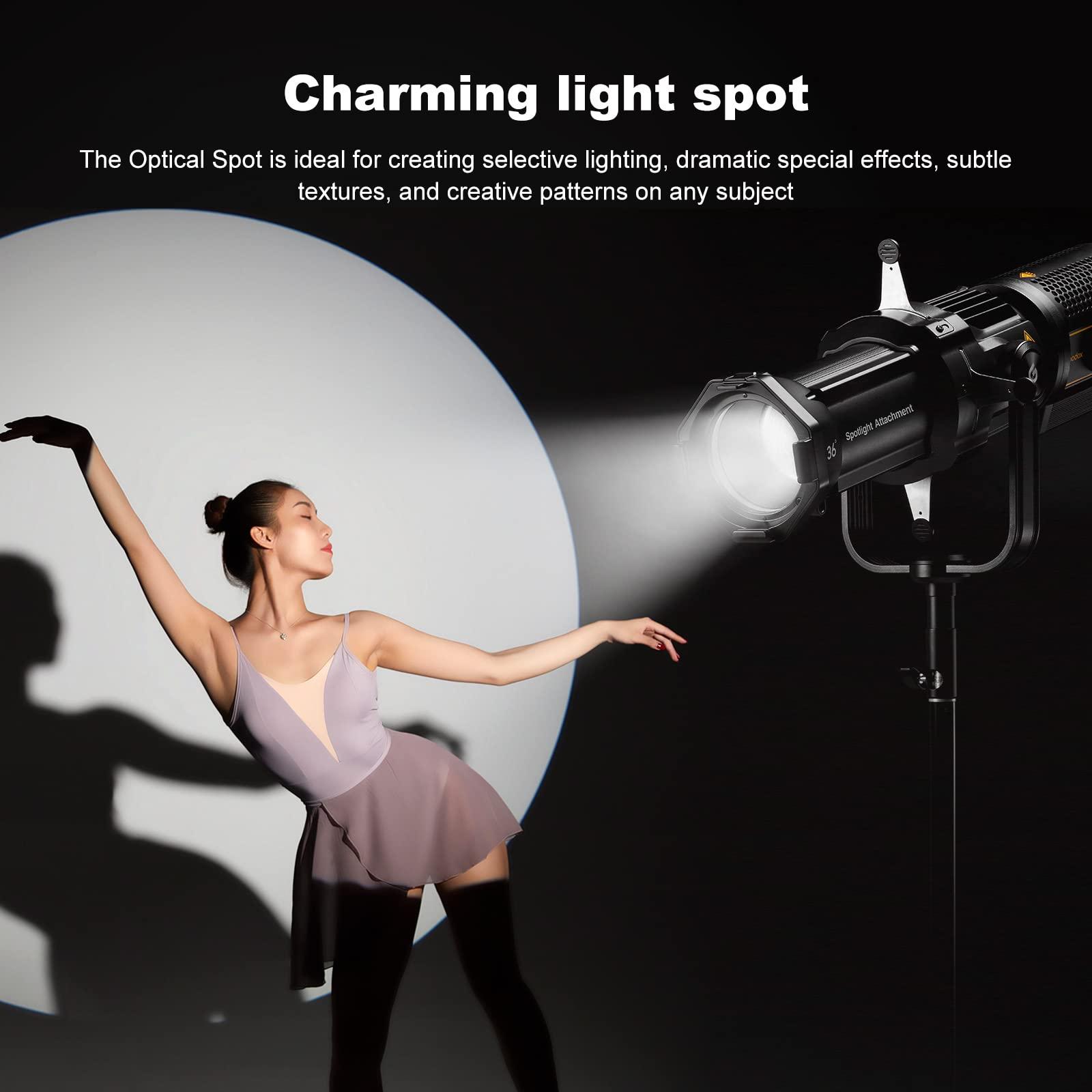 GODOX Godox VSA-19K Spotlight Attachment Kit,Conical Snoot with 19 Projection Lens and 9 Gobos for Bowens Mount Flash Speedlite,Studio Strobe Monolight,Photography LED Light and Video Light