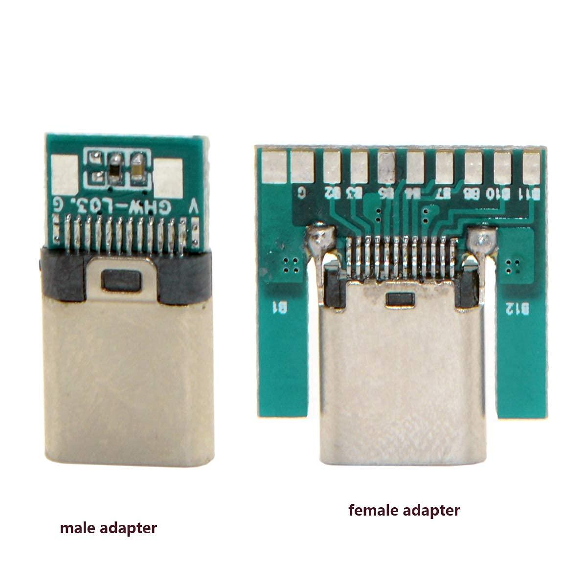 chenyang chenyang USB C DIY Connector USB 3.1 Type C 24Pin Male Plug Female Socket Port Repair Replacement Solder Adapter with PCB Board