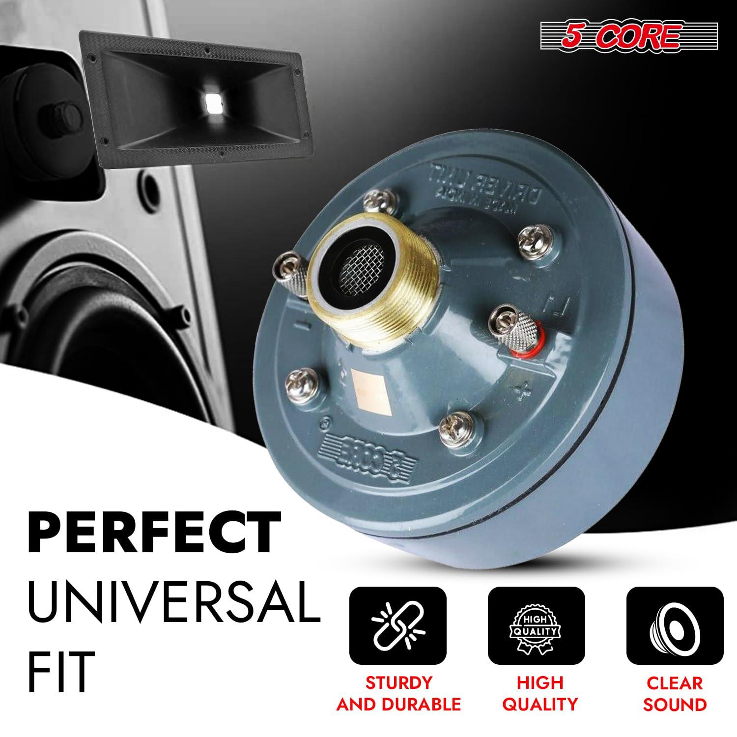 5 CORE 5 CORE Compression Driver 600W PMPO 16 Ohm Screw on Type Mid Range Horn Throat Tweeter Speaker 60W RMS 160-7000 Hz Frequency Ferrite Magnet 18 TPI Threading Weather Resistant Aluminum Body - DU 60W