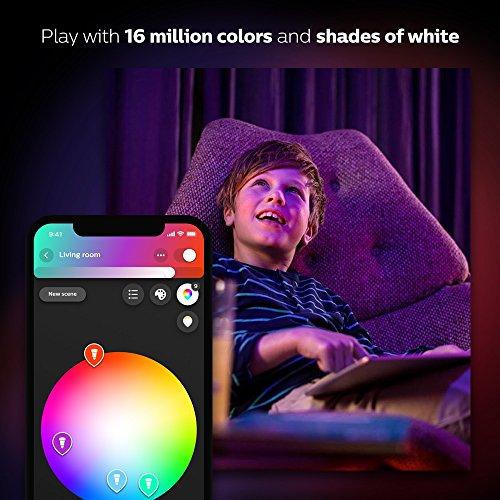 Philips Hue Philips Hue White and Color Ambiance A19 60W Equivalent LED Smart Bulb Starter Kit (4 A19 Bulbs and 1 Hub Compatible with Amazon Alexa Apple HomeKit and Google Assistant)