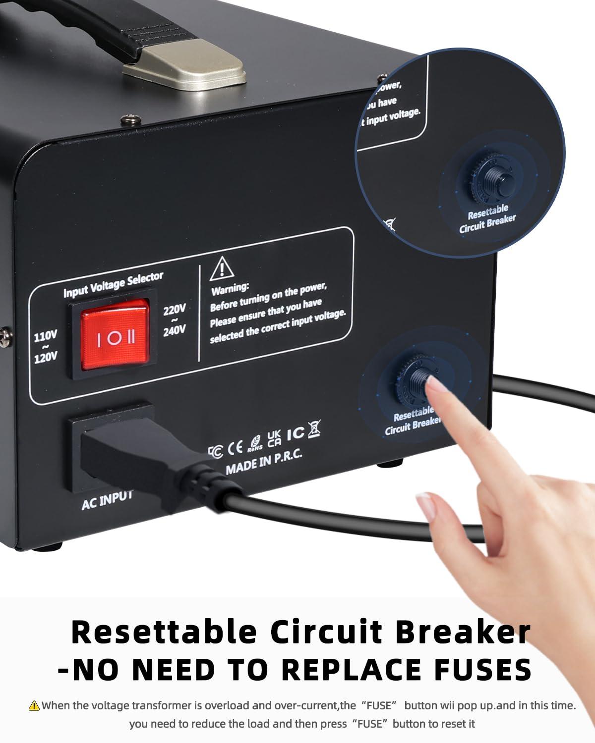 LVYUAN LVYUAN 3000 Watt Voltage Converter Transformer Heavy Duty Step Up/Down AC 110V/120V/220V/240V Power Converter with 3 US Outlets, 3 Universal Outlets, Resettable Circuit Breaker Protection