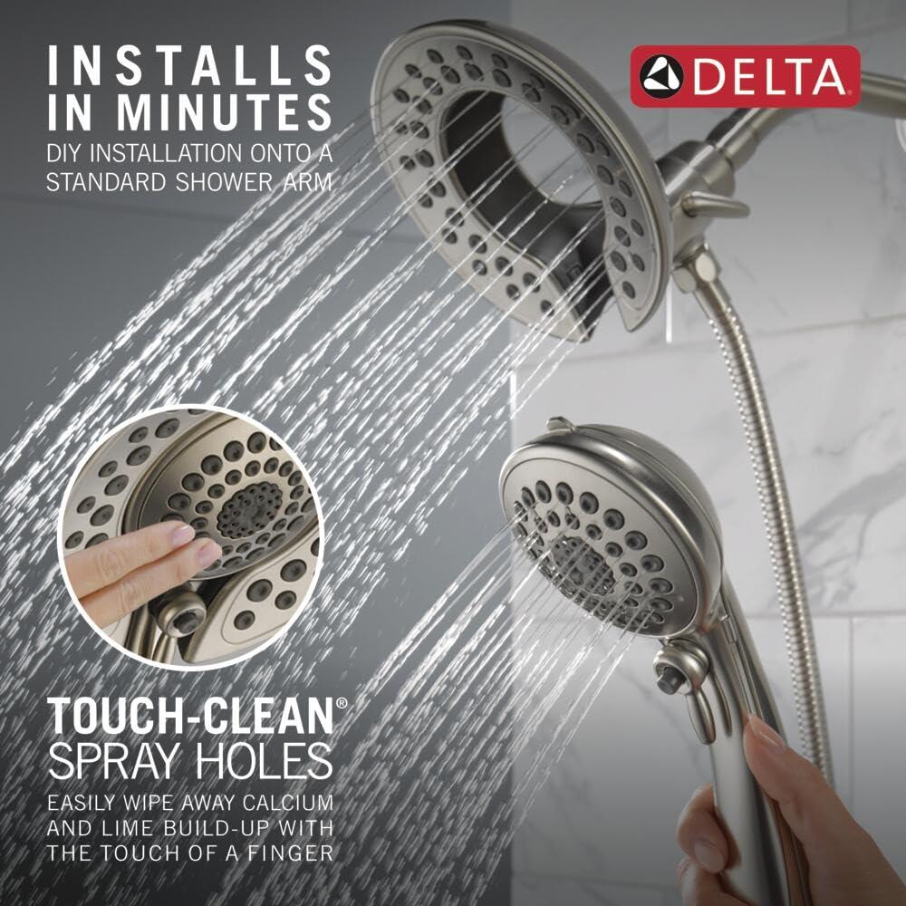 DELTA FAUCET DELTA 58569-SS-PK Spray Hand Head Combo Kit in Stainless In2ition 5-Setting Two-in-One Shower, 1.75 GPM Water Flow