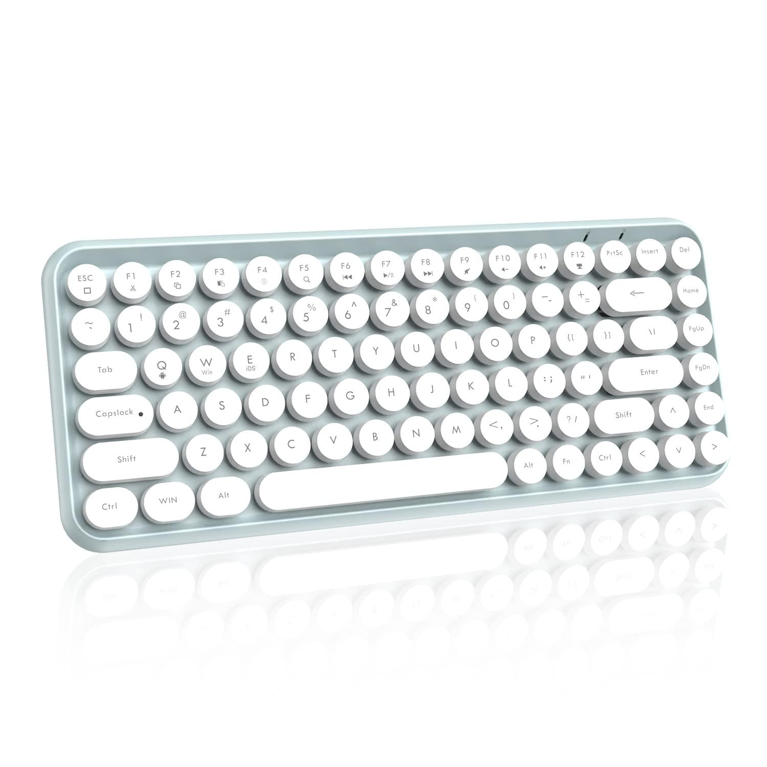 FELICON FELICON Wireless Bluetooth Keyboard Mini Portable 84-Key Keyboard Compatible with Android, Windows, PC, Tablet-Dark, Perfer for Home and Office Keyboards (308i-green)