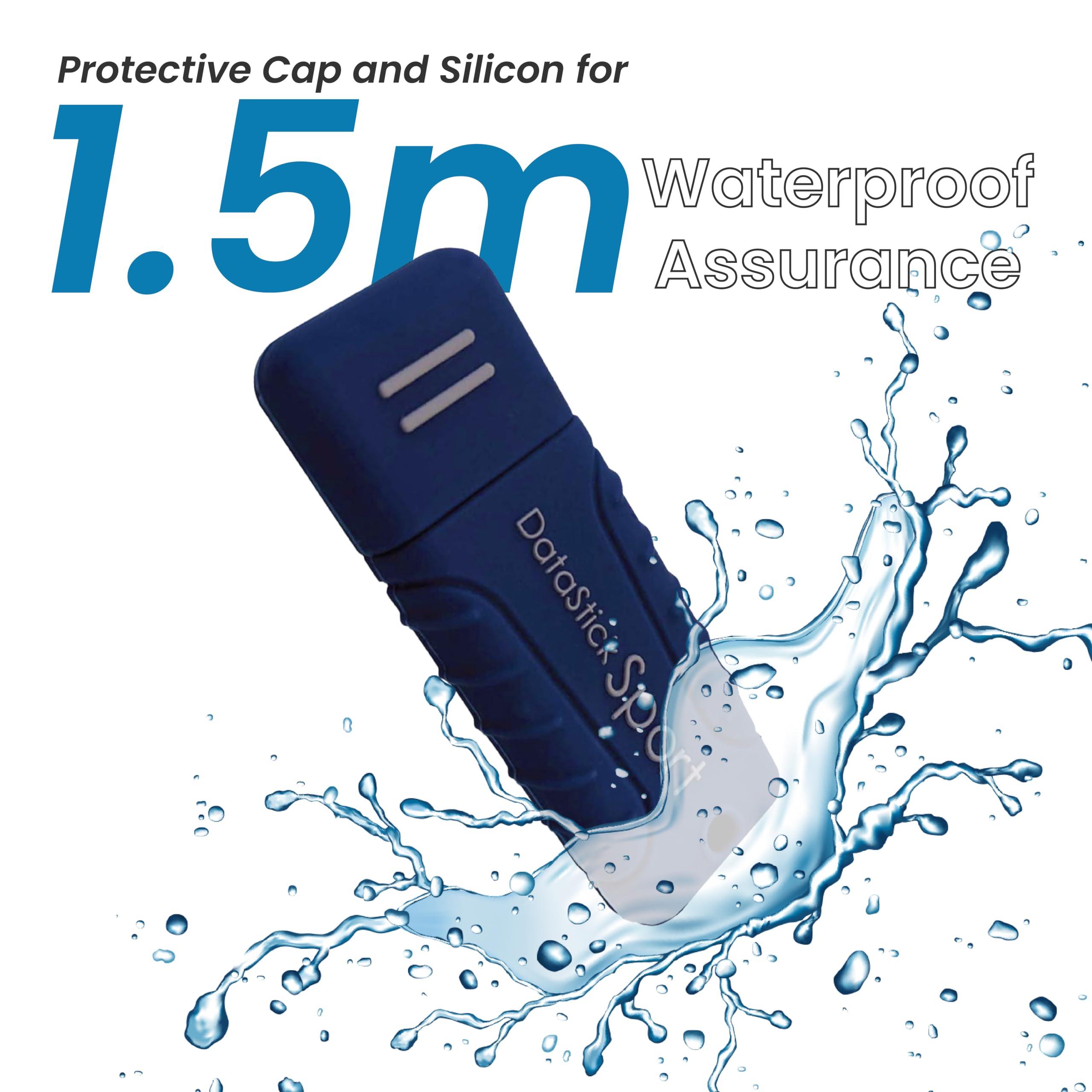 Centon Centon Electronics MP Essentials DataStick Sport USB 3.0 Flash Drive, Waterproof USB Drive, Shock-Resistant Silicon Case, Versatile USB Stick, 128 GB Storage Capacity, Navy Blue