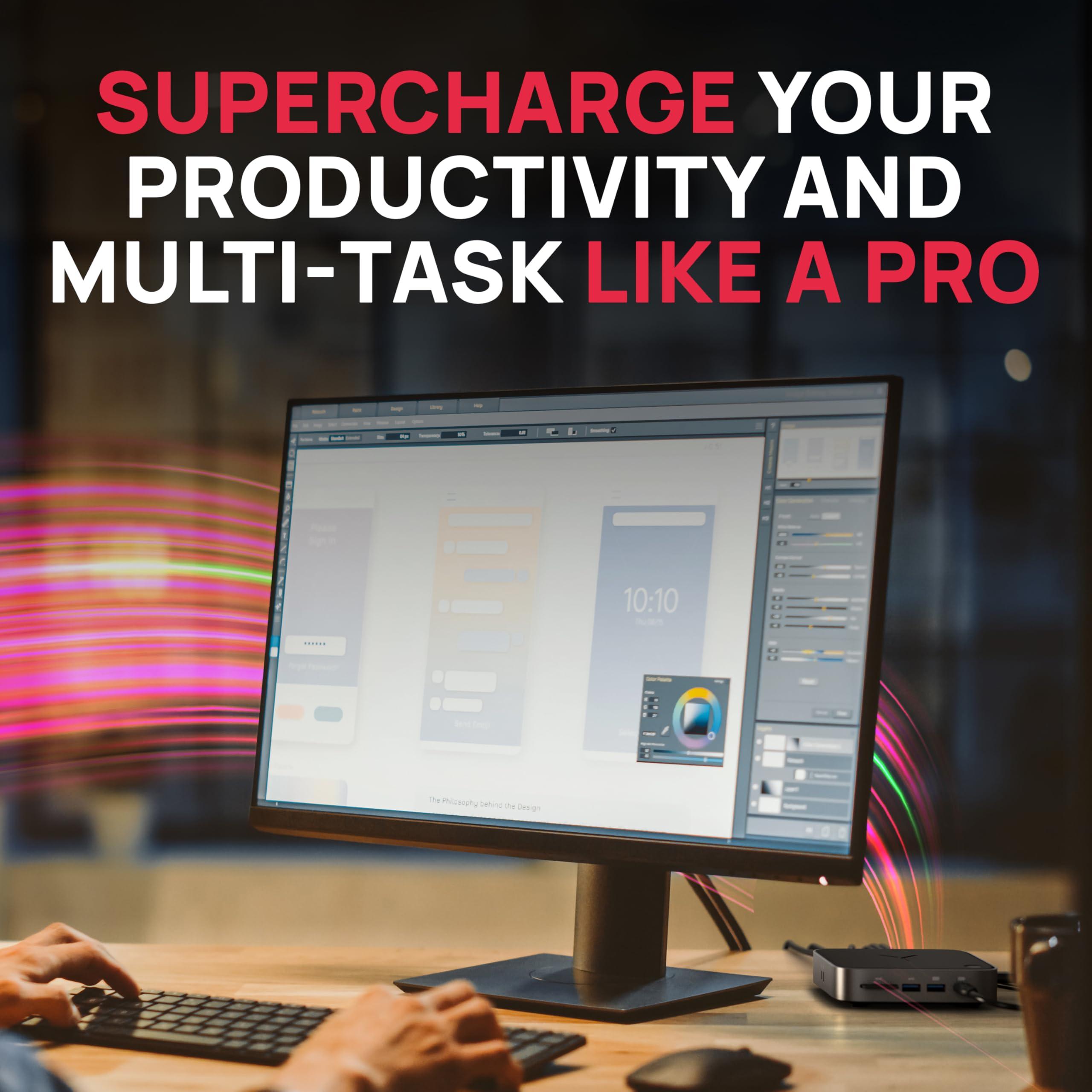 Brydge Brydge Stone CORE Powered Charging Docking Station 10 Ports, 100W PD, Dual Monitor Docking Station, 4K60Hz, 8K HDMI, SD 4.0, USB-A & USB-C, Ethernet Windows & MacOS Compatible Laptop