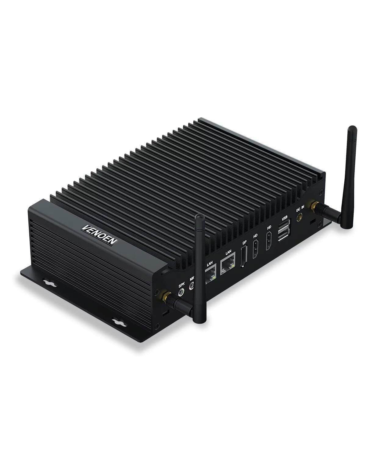 VENOEN VENOEN Fanless Mini PC Win 11 Pro Industrial PC Core i3 10110U, 2xGigabit LAN, 2xRS232/485 COM, 2xHD, DP, 6xUSB, GPIO, WiFi, BT 4.2, VESA, Auto Power On,8GB RAM 512GB SSD Micro Computer