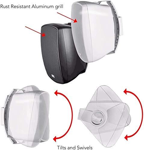 OSD Audio OSD AP490 4\" Outdoor Patio Speaker Pair, 60W RMS and 70V, IPX6 Weather Resistant, Full Motion Bracket, Black